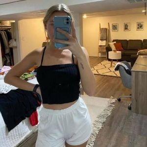 black ribbed crop tank